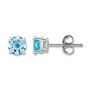 14k White Gold 5 mm Aquamarine Earrings