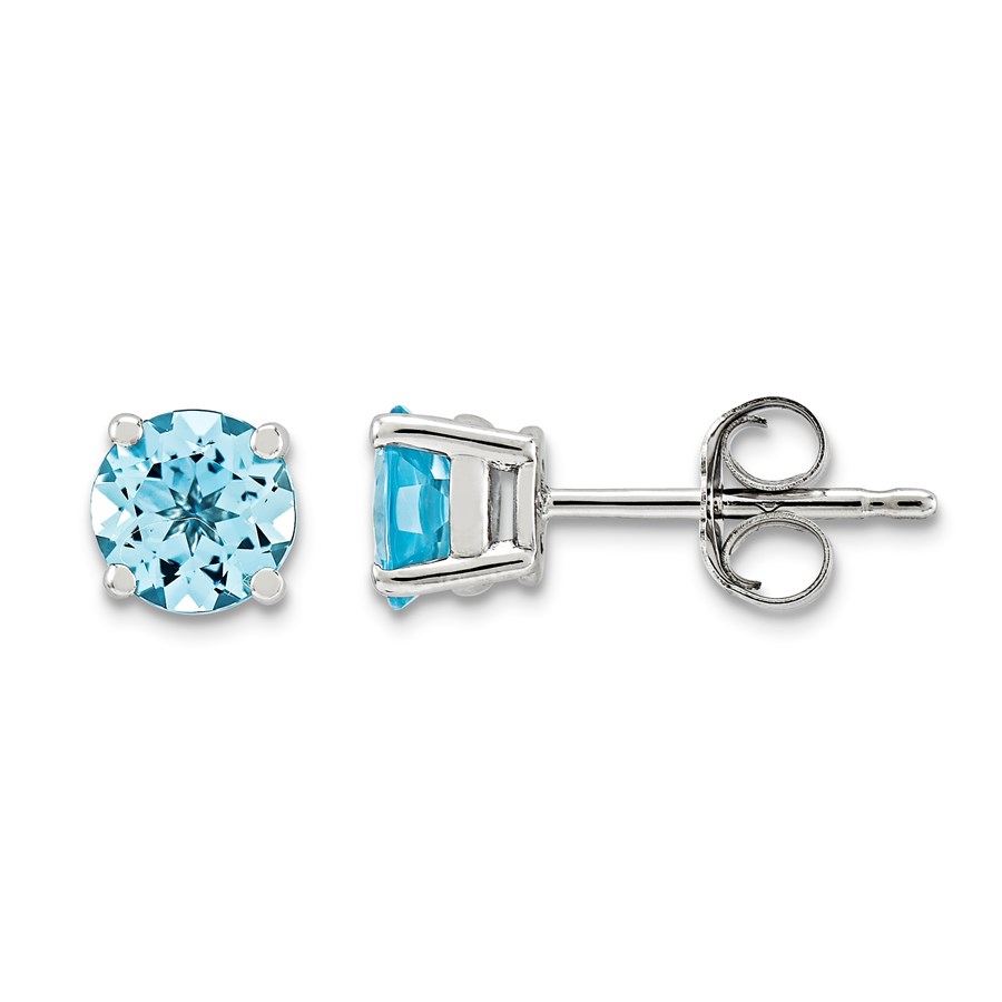 14k White Gold 5 mm Aquamarine Earrings