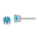 14k White Gold 5 mm Blue Topaz Earrings