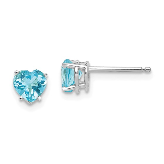 14k White Gold 5 mm Heart Blue Topaz Earrings 14k White Gold 5 mm Heart Blue Topaz Earrings