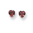 14k White Gold 5 mm Heart Garnet Earrings
