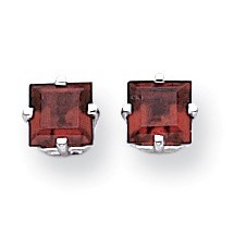 14k White Gold 5 mm Princess Cut Garnet Earrings 14k White Gold 5 mm Princess Cut Garnet Earrings