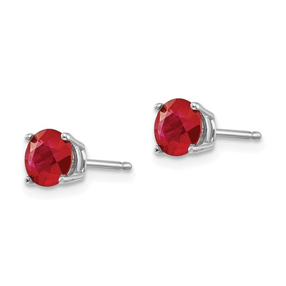 Buy 14k White Gold 5 mm Ruby Stud Earrings APMEX