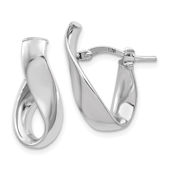 14K White Gold 5mm High Polished Omega Back Hoop Earrings - 20 mm 14K White Gold 5mm High Polished Omega Back Hoop Earrings - 20 mm