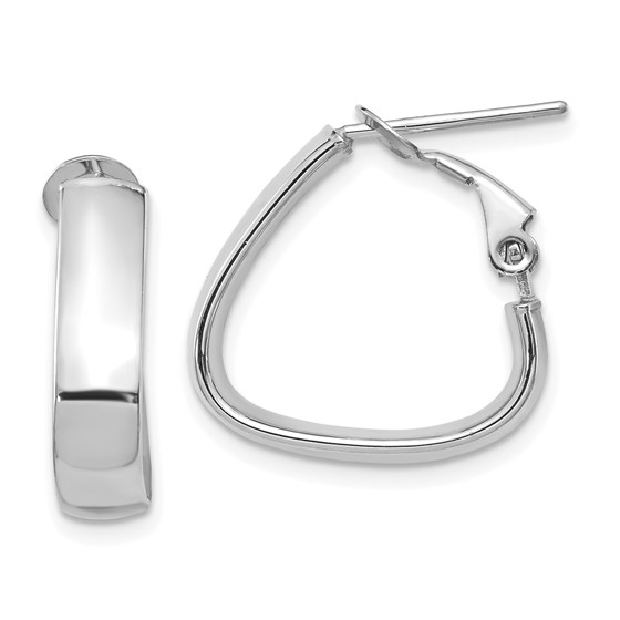 14K White Gold 5mm Triangle Omega Back Hoop Earrings - 22.5 mm 14K White Gold 5mm Triangle Omega Back Hoop Earrings - 22.5 mm