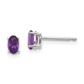 14k White Gold 5x3 mm Oval Amethyst Earrings 14k White Gold 5x3 mm Oval Amethyst Earrings