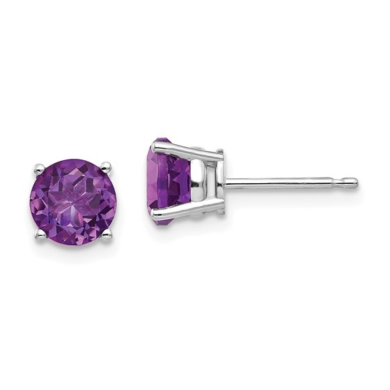 14k White Gold 6 mm Amethyst Earrings 14k White Gold 6 mm Amethyst Earrings