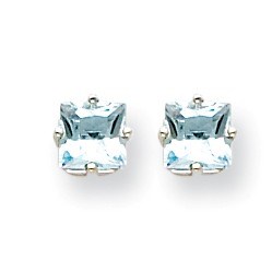 14k White Gold 6 mm Aquamarine Stud Earrings 14k White Gold 6 mm Aquamarine Stud Earrings