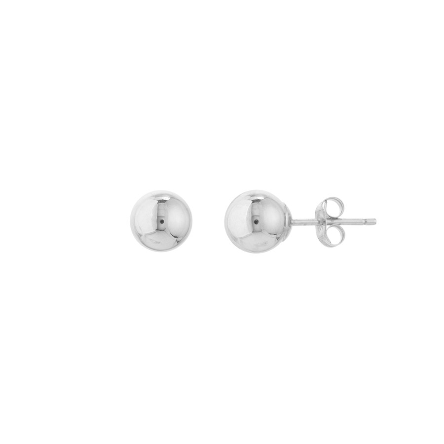 14K White Gold 6 mm Ball Stud Earrings