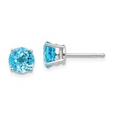 14k White Gold 6 mm Blue Topaz Earrings