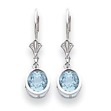 14k White Gold 6 mm Blue Topaz Leverback Earrings 14k White Gold 6 mm Blue Topaz Leverback Earrings