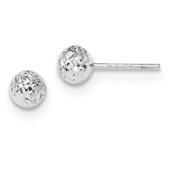 Buy 14k White Gold 6 mm Diamond Cut Ball Post Earrings APMEX