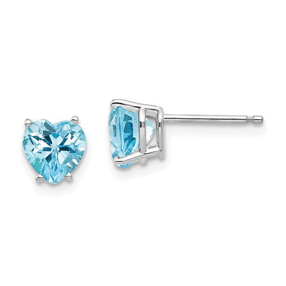 14k White Gold 6 mm Heart Blue Topaz Earrings 14k White Gold 6 mm Heart Blue Topaz Earrings
