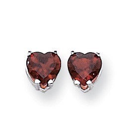 14k White Gold 6 mm Heart Garnet Earrings 14k White Gold 6 mm Heart Garnet Earrings