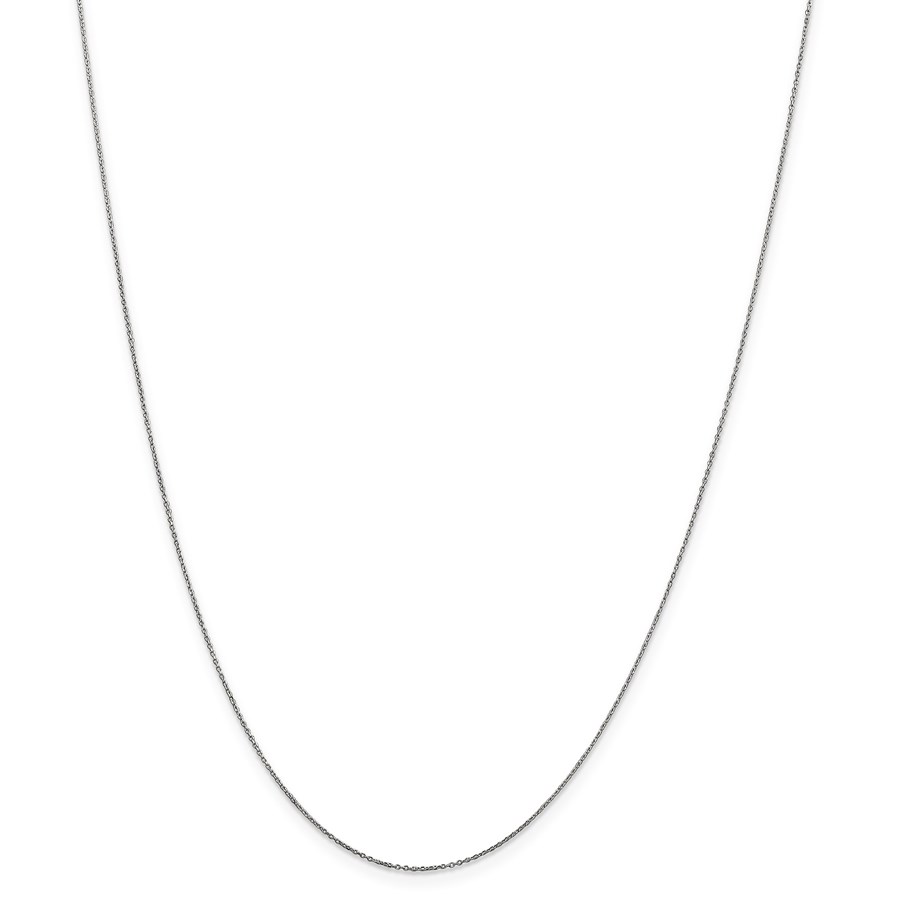 14k White Gold .6 mm Solid Cable Chain Necklace - 20 in.