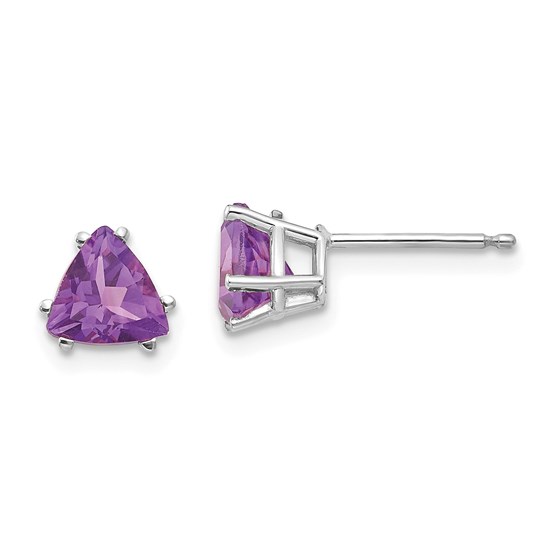 14k White Gold 6 mm Trillion Amethyst Earrings 14k White Gold 6 mm Trillion Amethyst Earrings