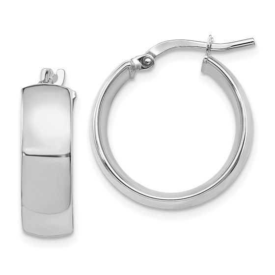14K White Gold 6mm High Polished Hoop Earrings - 20 mm 14K White Gold 6mm High Polished Hoop Earrings - 20 mm