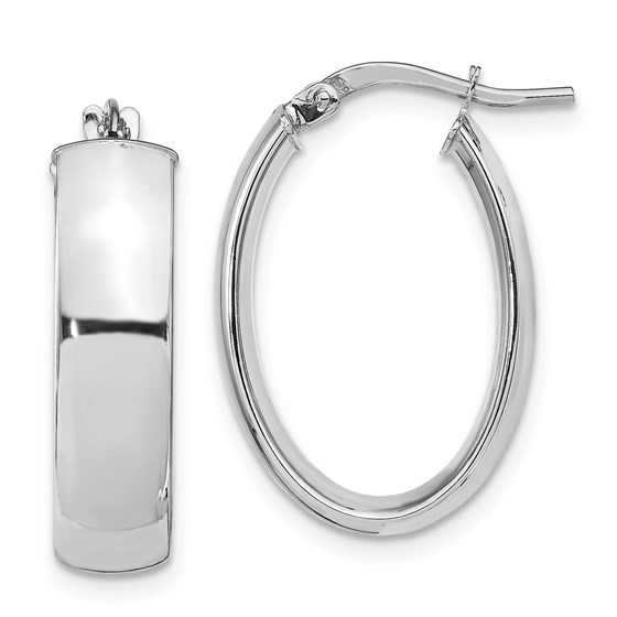 14K White Gold 6mm Polished Oval Hoop Earrings - 25.17 mm 14K White Gold 6mm Polished Oval Hoop Earrings - 25.17 mm