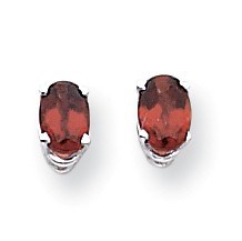 14k White Gold 6x4 mm Oval Garnet Earrings 14k White Gold 6x4 mm Oval Garnet Earrings