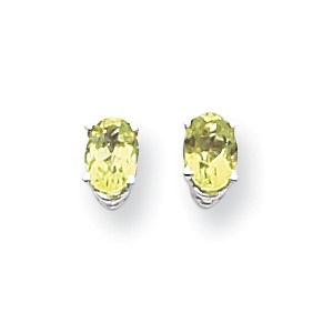 14k White Gold 6x4 mm Oval Peridot Earrings 14k White Gold 6x4 mm Oval Peridot Earrings