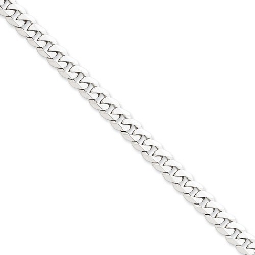 14k White Gold 7.25 mm Beveled Curb Chain - 24 in.