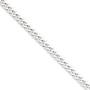 14k White Gold 7.25 mm Beveled Curb Chain - 24 in.