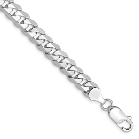 14k White Gold 7.25 mm Beveled Curb Chain - 8 in. 14k White Gold 7.25 mm Beveled Curb Chain - 8 in.