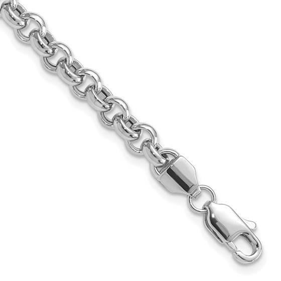 14K White Gold 7.5in 5mm Fancy Rolo Link Bracelet - 7.5 in. 14K White Gold 7.5in 5mm Fancy Rolo Link Bracelet - 7.5 in.