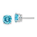 14k White Gold 7 mm Blue Topaz Earrings