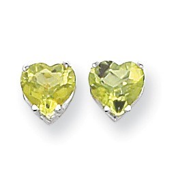 14k White Gold 7 mm Heart Peridot Earrings 14k White Gold 7 mm Heart Peridot Earrings