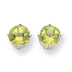 14k White Gold 7 mm Peridot Earrings 14k White Gold 7 mm Peridot Earrings