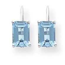 14k White Gold 7x5 mm Emerald Cut Blue Topaz Earrings 14k White Gold 7x5 mm Emerald Cut Blue Topaz Earrings