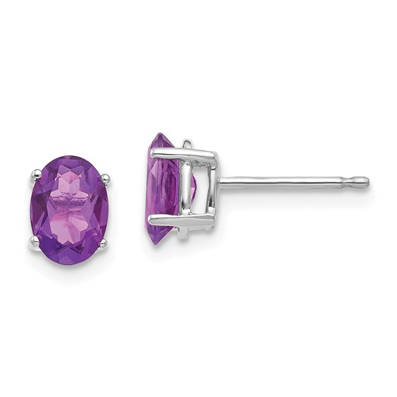 14k White Gold 7x5 mm Oval Amethyst Earrings 14k White Gold 7x5 mm Oval Amethyst Earrings