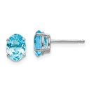 14k White Gold 7x5 mm Oval Blue Topaz Earrings