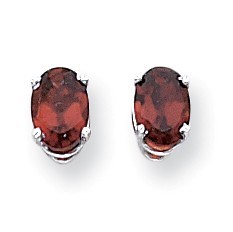 14k White Gold 7x5 mm Oval Garnet Earrings 14k White Gold 7x5 mm Oval Garnet Earrings