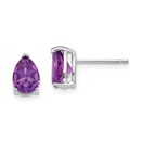 14k White Gold 7x5 mm Pear Amethyst Earrings