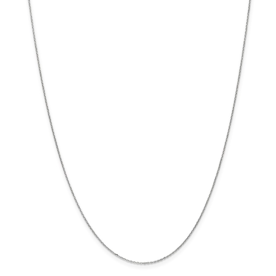 14k White Gold .8 mm Diamond-cut Cable Chain Necklace - 24 in.