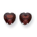 14k White Gold 8 mm Heart Garnet earring