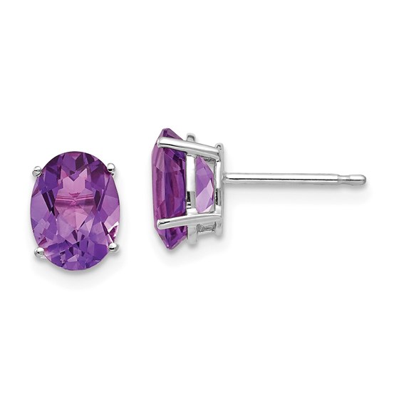 14k White Gold 8x6 mm Oval Amethyst Earrings 14k White Gold 8x6 mm Oval Amethyst Earrings
