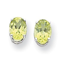 14k White Gold 8x6 mm Oval Peridot Earrings 14k White Gold 8x6 mm Oval Peridot Earrings
