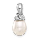 14K White Gold 9-10mm White Teardrop Pearl Pendant - 21 mm