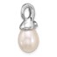 14K White Gold 9-10mm White Teardrop Pearl Pendant - 21 mm