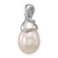 14K White Gold 9-10mm White Teardrop Pearl Pendant - 21 mm