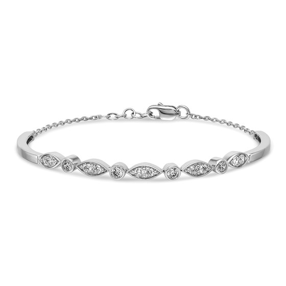 14k White Gold .98 ct Diamond Shapes Bangle Bracelet - 7 in. 14k White Gold .98 ct Diamond Shapes Bangle Bracelet - 7 in.