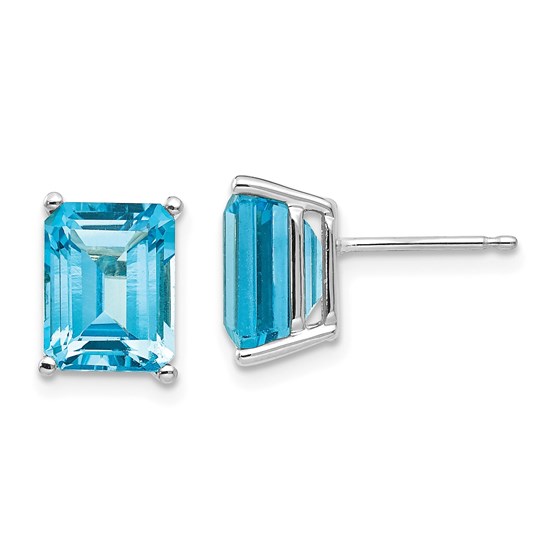 14k White Gold 9x7 mm Emerald Cut Blue Topaz Earrings 14k White Gold 9x7 mm Emerald Cut Blue Topaz Earrings