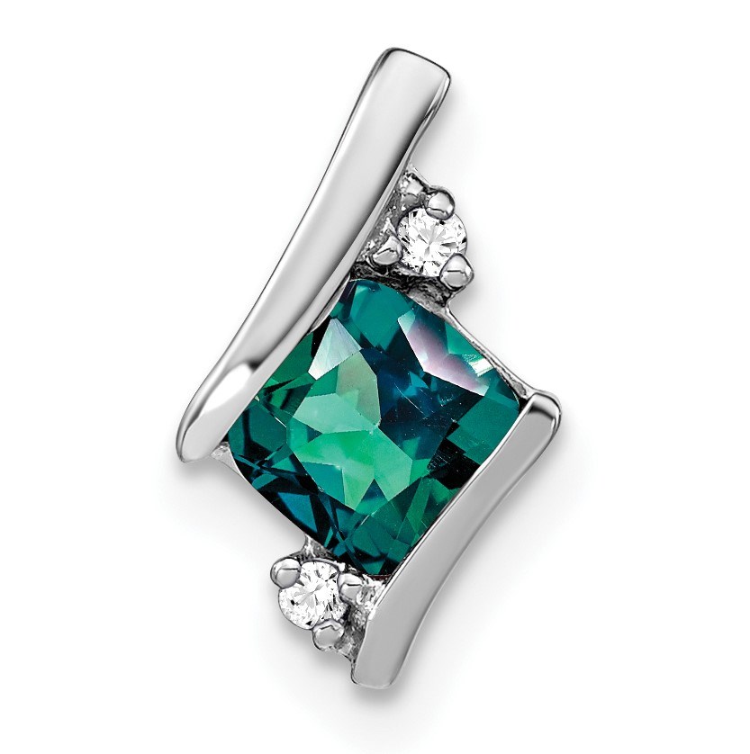 14K White Gold Alexandrite and Diamond Chain Slide - 10 mm