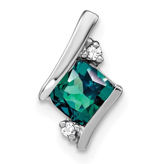 14K White Gold Alexandrite and Diamond Chain Slide - 10 mm 14K White Gold Alexandrite and Diamond Chain Slide - 10 mm