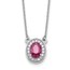 14K White Gold and Oval Ruby Necklace - 18 in.