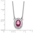 14K White Gold and Oval Ruby Necklace - 18 in.