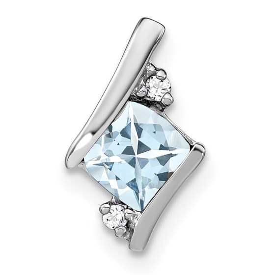 14K White Gold Aquamarine and Diamond Chain Slide - 10 mm 14K White Gold Aquamarine and Diamond Chain Slide - 10 mm